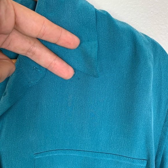 Equipment Turquoise 100% Silk Button Front Blouse - Picture 5 of 8